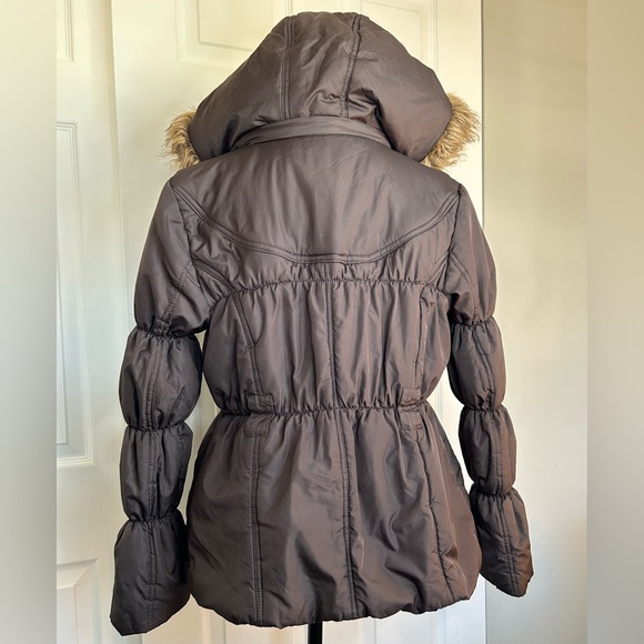 Dollhouse Chocolate Puffer Coat with Faux Fur Hood - Picture 2 of 6